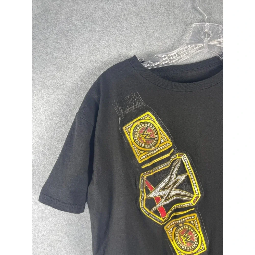WWE Wrestling Championship‎ Belt T Shirt Boys XL Black Retro WWF